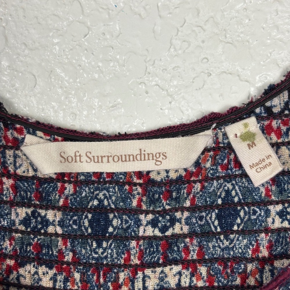 Soft‎ Surroundings Womens Maxi Dress SZ Medium Smocked Mixed Media Boho Artsy - Picture 8 of 9